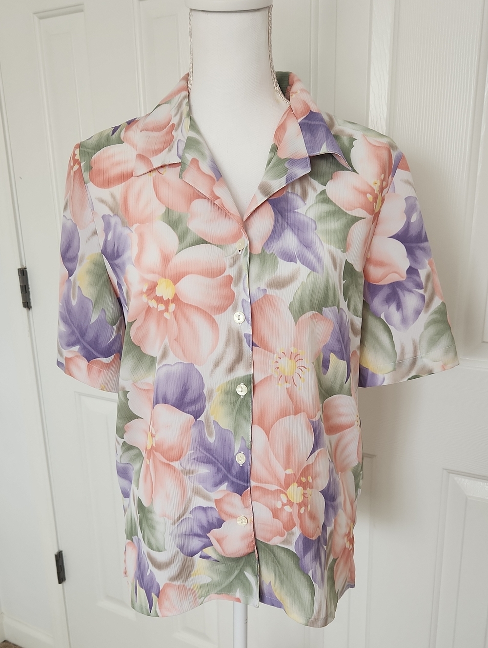 Alia Vintage Floral Button Down Shirt 8 Cottagecore Grandmacore
